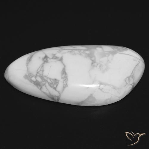 Howlite Gemstone in 29 x 14.5 mm Size for Sale, Howlite Stone in Greyish White Color