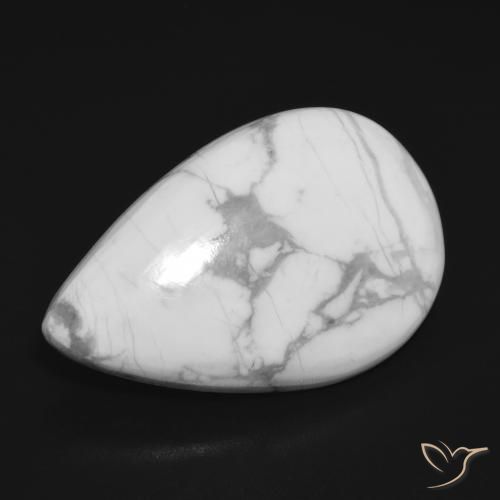 18.20 ct White Howlite Stone, Natural Howlite in Pear Cabochon Shape for Sale
