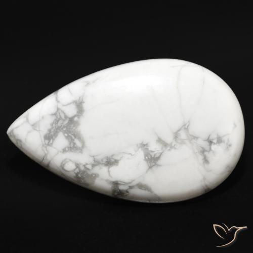 Howlita Blanco Cabujón Pera de 29,9 x 18,2mm de Estados Unidos, peso de 18.89ct, piedra preciosa No tratado de forma natural en claridad Opaco, Howlita de 1 pieza: el color es Blanco multicolor, dureza Mohs de 3 - 3.5, Photo A