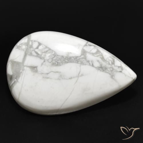 23.41ct Natural Greyish White Howlite, Pear Shape, Opaque