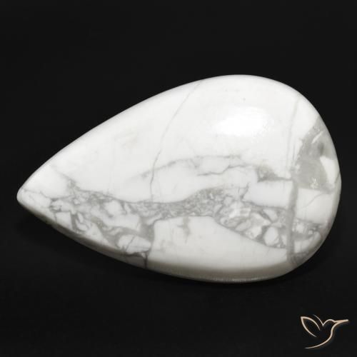 23.41 ct White Howlite Stone, Natural Howlite in Pear Cabochon Shape for Sale
