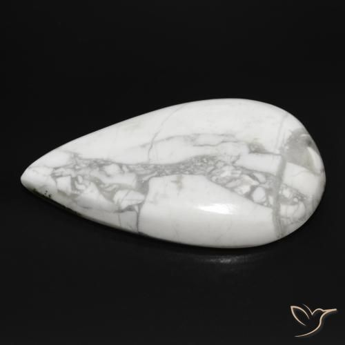 Howlite Gemstone in 30.1 x 19.5 mm Size for Sale, Howlite Stone in Greyish White Color