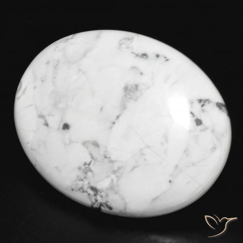 25.68 ct White Howlite Stone, Natural Howlite in Oval Cabochon Shape for Sale