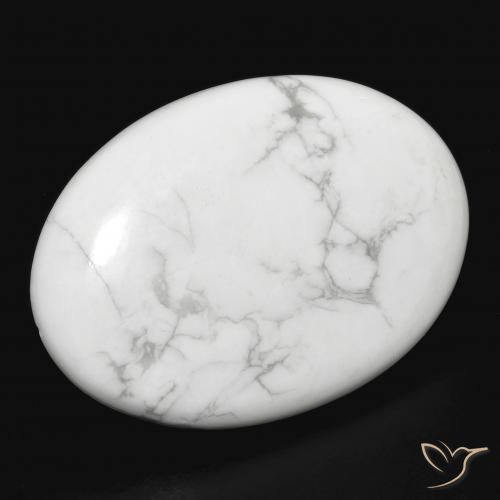 30.49 ct White Howlite Stone, Natural Howlite in Oval Cabochon Shape for Sale