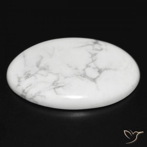 Howlite Gemstone in 31.6 x 22.6 mm Size for Sale, Howlite Stone in Greyish White Color