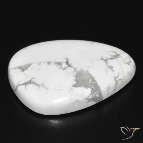 Howlite Gemstone in 27.1 x 21.4 mm Size for Sale, Howlite Stone in Greyish White Color