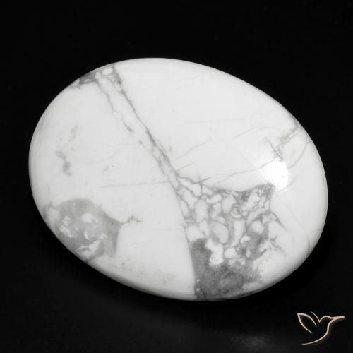 26.16 ct White Howlite Stone, Natural Howlite in Oval Cabochon Shape for Sale