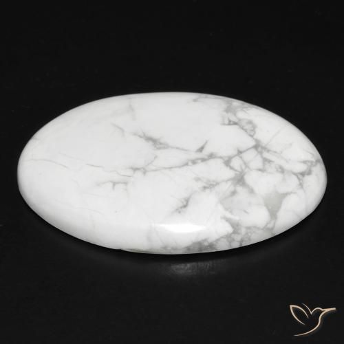 Howlite Gemstone in 31.7 x 22.1 mm Size for Sale, Howlite Stone in Greyish White Color