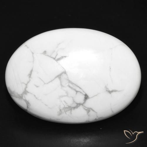 32.88ct Natural Greyish White Howlite, Oval, Opaque