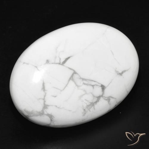 32.88 ct White Howlite Stone, Natural Howlite in Oval Cabochon Shape for Sale