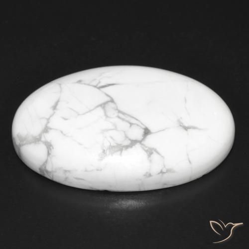 Howlite Gemstone in 28.9 x 20.5 mm Size for Sale, Howlite Stone in Greyish White Color