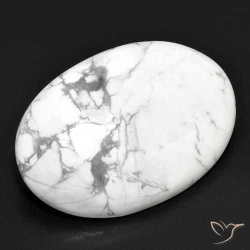 25.08 ct White Howlite Stone, Natural Howlite in Oval Cabochon Shape for Sale