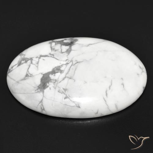 Howlite Gemstone in 29.6 x 20.5 mm Size for Sale, Howlite Stone in Greyish White Color