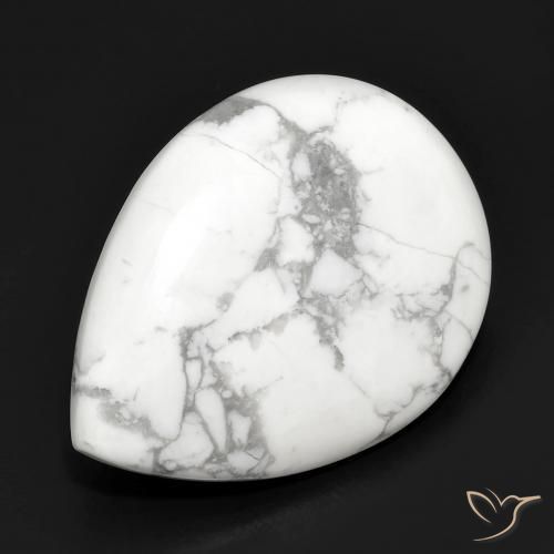 14.46 ct White Howlite Stone, Natural Howlite in Pear Cabochon Shape for Sale