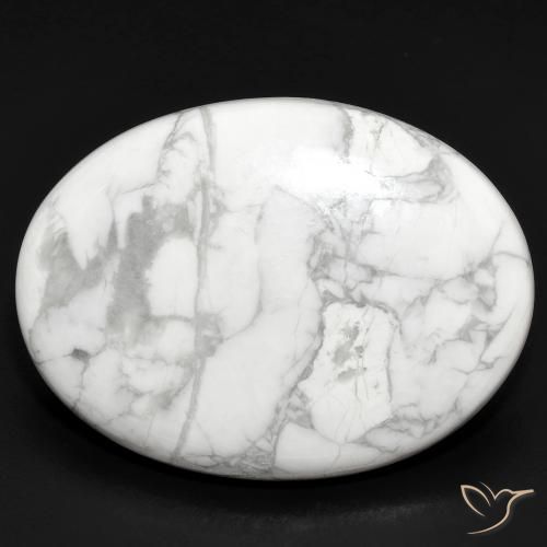 33,81 ct ovaler Howlith aus den USA, Größe: 31 x 22,9mm, Reinheit: Opaque, Garantiert echter Edelstein, 1 Stück Howlith in Mehrfarbiges Weiß Farbe, Mohs-Härte von 3 - 3,5, Photo A