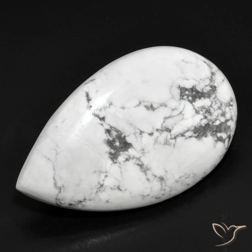 22.34 ct White Howlite Stone, Natural Howlite in Pear Cabochon Shape for Sale