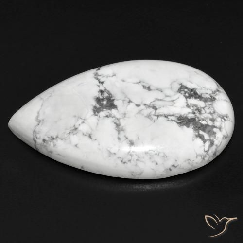 Howlite Gemstone in 30.1 x 18.6 mm Size for Sale, Howlite Stone in Greyish White Color