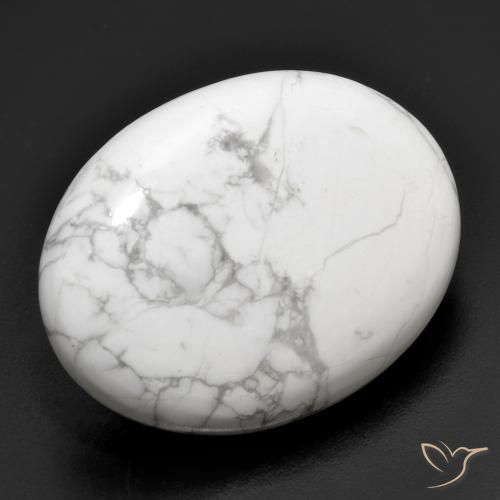 26.94 ct White Howlite Stone, Natural Howlite in Oval Cabochon Shape for Sale