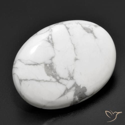 21.31 ct White Howlite Stone, Natural Howlite in Oval Cabochon Shape for Sale