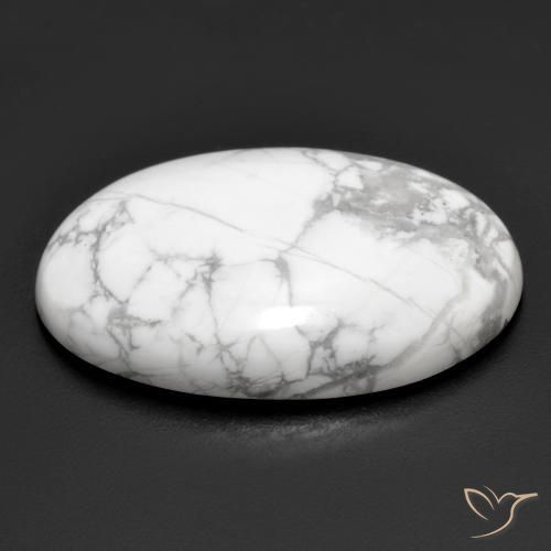 Howlite Gemstone in 29.7 x 19.7 mm Size for Sale, Howlite Stone in Greyish White Color