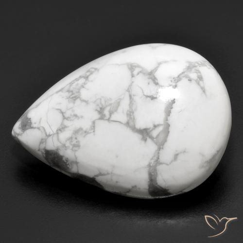 23.39ct Natural Greyish White Howlite, Pear Shape, Opaque