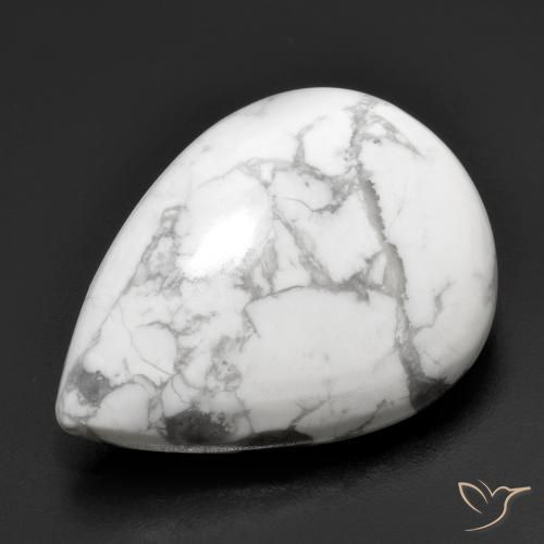 23.39 ct White Howlite Stone, Natural Howlite in Pear Cabochon Shape for Sale