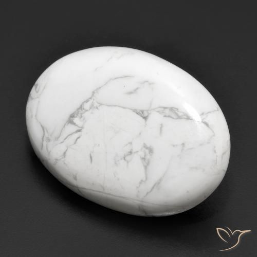 22.30 ct White Howlite Stone, Natural Howlite in Oval Cabochon Shape for Sale
