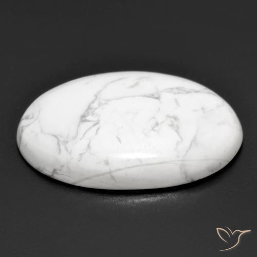 Howlite Gemstone in 27.7 x 19 mm Size for Sale, Howlite Stone in Greyish White Color