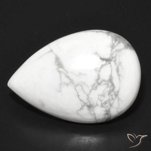15.18ct Natural Greyish White Howlite, Pear Shape, Opaque