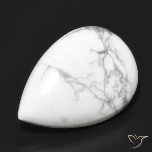 15.18 ct White Howlite Stone, Natural Howlite in Pear Cabochon Shape for Sale