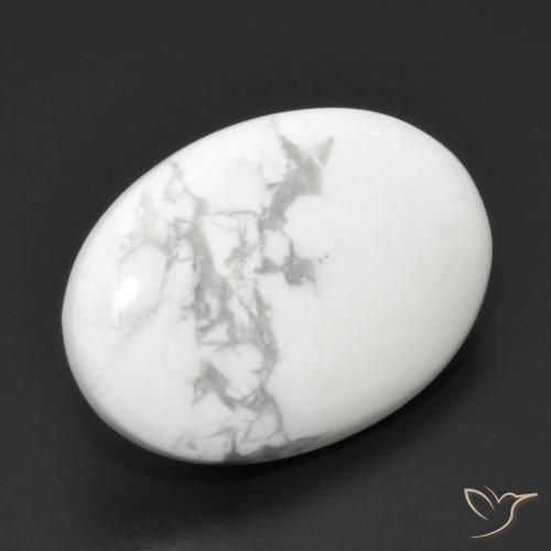 14.05 ct White Howlite Stone, Natural Howlite in Oval Cabochon Shape for Sale