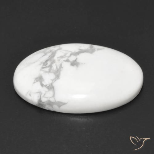 Howlite Gemstone in 23.2 x 16 mm Size for Sale, Howlite Stone in Greyish White Color