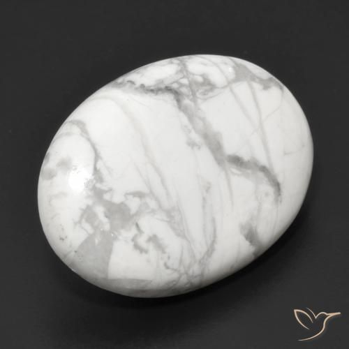 18.91 ct White Howlite Stone, Natural Howlite in Oval Cabochon Shape for Sale