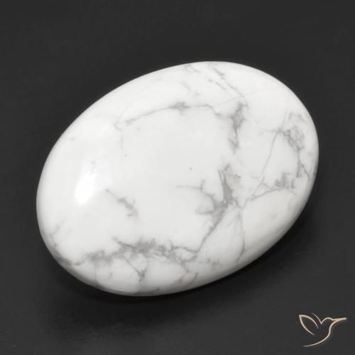 15.06 ct White Howlite Stone, Natural Howlite in Oval Cabochon Shape for Sale