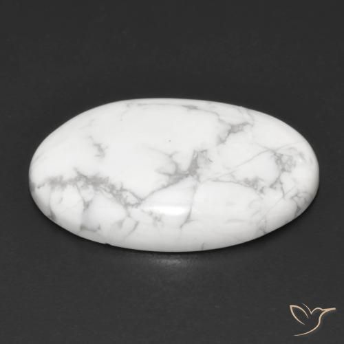 Howlite Gemstone in 23.9 x 16.7 mm Size for Sale, Howlite Stone in Greyish White Color