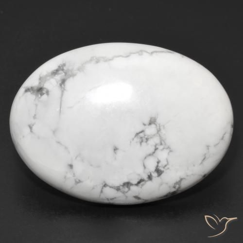 30.49ct Natural Greyish White Howlite, Oval, Opaque