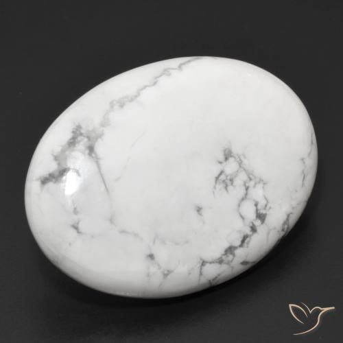 30.49 ct White Howlite Stone, Natural Howlite in Oval Cabochon Shape for Sale