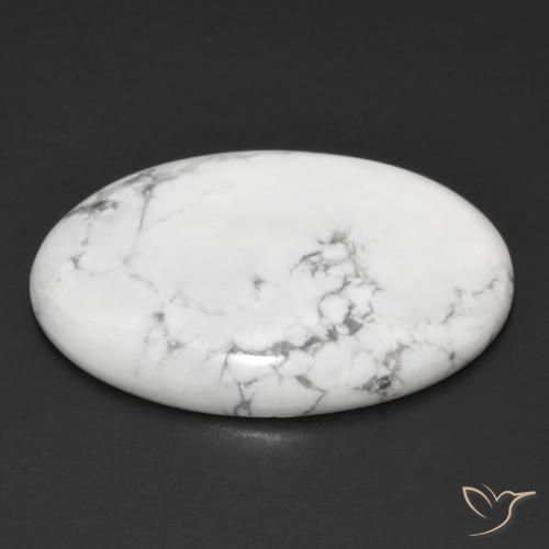 Howlite Gemstone in 30 x 22 mm (calibrated) Size for Sale, Howlite Stone in Greyish White Color