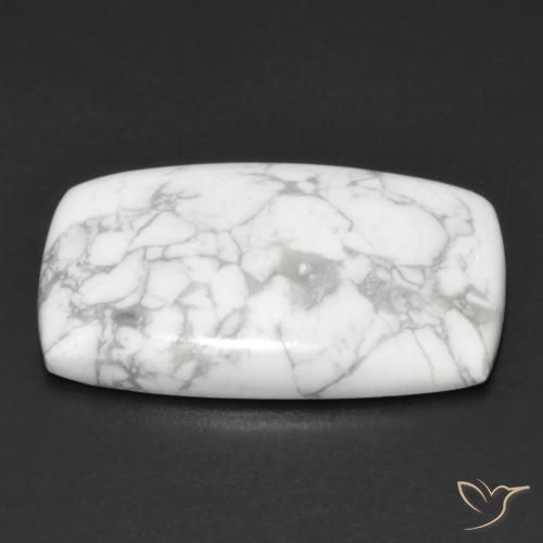 Howlite Gemstone in 26.9 x 17.6 mm Size for Sale, Howlite Stone in Greyish White Color
