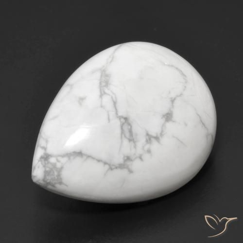 Howlite bianco taglio pera da 22,27 ct dagli Stati Uniti, dimensione 24,7 x 18,2mm, pietra preziosa naturale non trattati , purezza Opaque, Howlite Cabochon pera da 1 pz, durezza Mohs di 3 - 3,5, Photo A