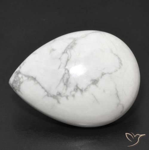 22.27 ct White Howlite Stone, Natural Howlite in Pear Cabochon Shape for Sale