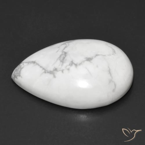 Howlite Gemstone in 25 x 18 mm (calibrated) Size for Sale, Howlite Stone in Greyish White Color
