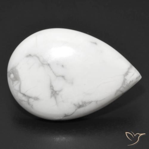 27,4 x 19mm Howlite bianco Cabochon pera dagli Stati Uniti, peso di 23,64 ct, pietra preziosa naturale non trattati in purezza Opaque, Howlite 1pz - il colore è Multicolore Bianco, durezza Mohs di 3 - 3,5, Photo A