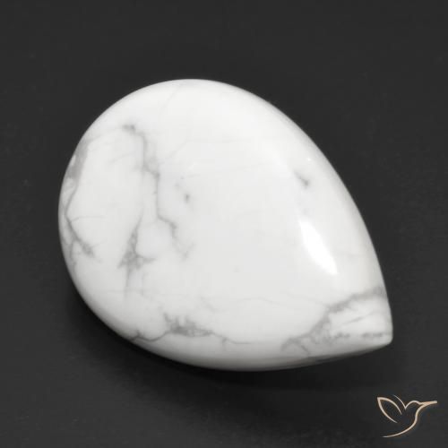 23.64 ct White Howlite Stone, Natural Howlite in Pear Cabochon Shape for Sale
