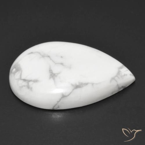Howlite Gemstone in 27.4 x 19 mm Size for Sale, Howlite Stone in Greyish White Color