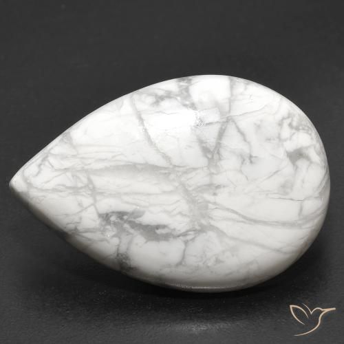 19.22ct Natural Greyish White Howlite, Pear Shape, Opaque