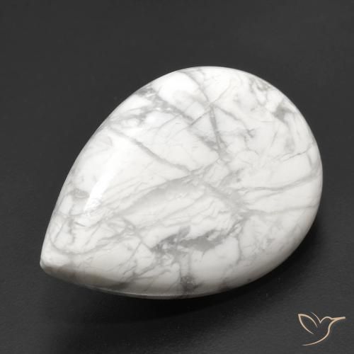 19.22 ct White Howlite Stone, Natural Howlite in Pear Cabochon Shape for Sale