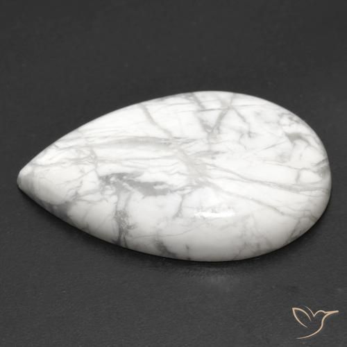 Howlite Gemstone in 26.4 x 18 mm Size for Sale, Howlite Stone in Greyish White Color