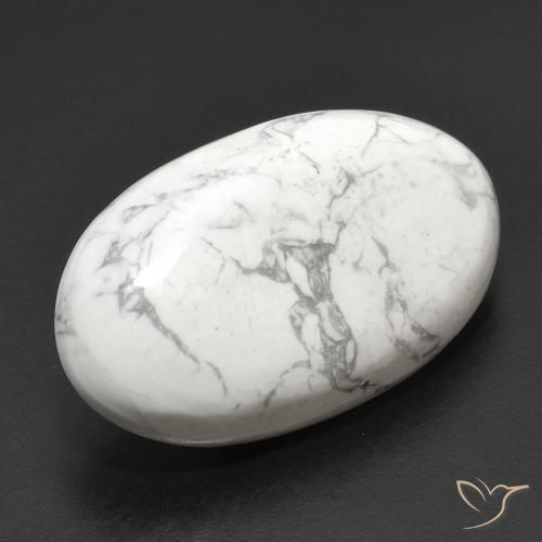 22.94 ct White Howlite Stone, Natural Howlite in Oval Cabochon Shape for Sale