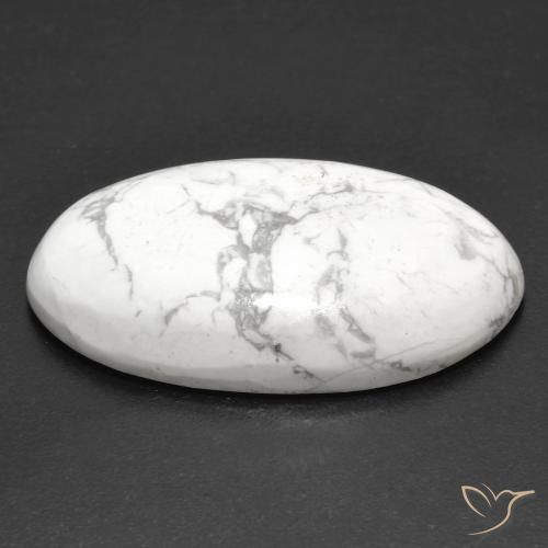 Howlite Gemstone in 27.9 x 16.5 mm Size for Sale, Howlite Stone in Greyish White Color